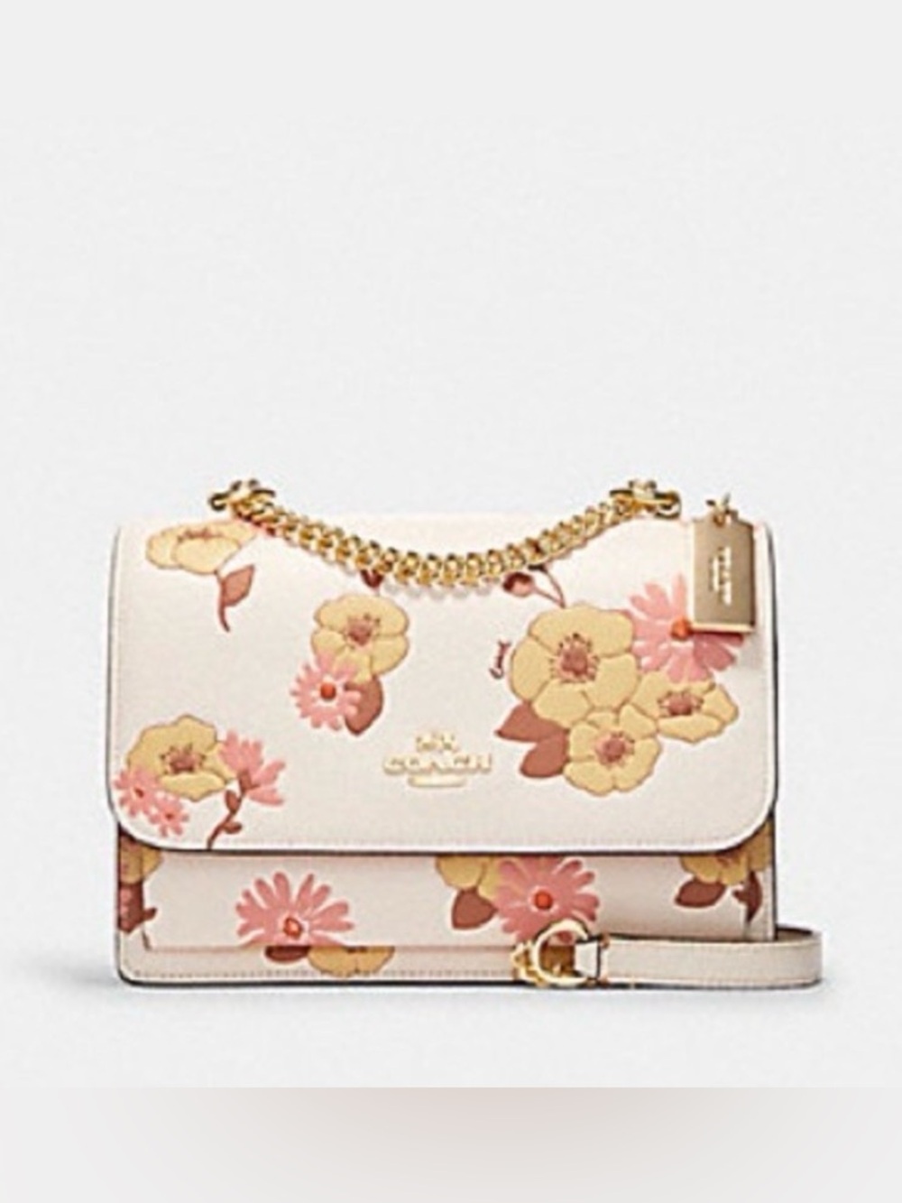 Coach Klare Crossbody chalk with a floral cluster print refined pebble leather